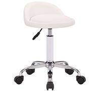 CLP Tabouret De Travail Teramo en Similicuir I Chaise De Travail avec roulettes I Siège De Travail avec Hauteur Réglable Et Pivotant, Couleur:Blanc