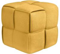 CLP Tabouret Forinta en Velours côtelé, carré et rembourré, Design Moderne Beige, Assise Confortable pour Salon et Chambre, Couleur:Jaune