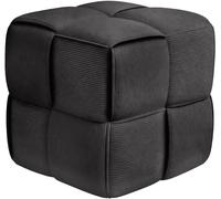 CLP Tabouret Forinta en Velours côtelé, carré et rembourré, Design Moderne Beige, Assise Confortable pour Salon et Chambre, Couleur:Gris foncé