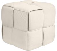 CLP Tabouret Forinta en Velours côtelé, carré et rembourré, Design Moderne Beige, Assise Confortable pour Salon et Chambre, Couleur:crème