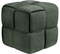 CLP Tabouret Forinta en Velours côtelé, carré et rembourré, Design Moderne Beige, Assise Confortable pour Salon et Chambre, Couleur:Vert foncé