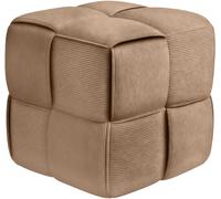 CLP Tabouret Forinta en Velours côtelé, carré et rembourré, Design Moderne Beige, Assise Confortable pour Salon et Chambre, Couleur:Taupe