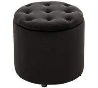 CLP Tabouret Pouf Pantin en Velours I Tabouret Coffre avec Espace De Rangement I Pouf Repose-Pieds, Couleur:Noir