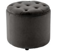 CLP Tabouret Pouf Pantin en velours – Tabouret coffre avec rangement, Gris