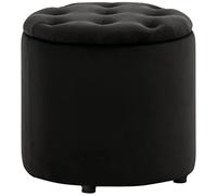 CLP Pouf repose-pieds coffre Pantin – Velours avec espace de rangement, Noir