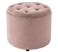 CLP Tabouret Rond avec Espace de Rangement Pantin Pouf capitonne en Velours Style Chesterfield pour Salon et Chambre Couleur Rose