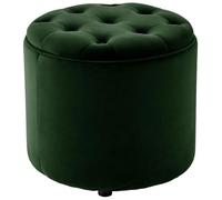 CLP Tabouret Rond avec Espace de Rangement Pantin Pouf capitonne en Velours Style Chesterfield pour Salon et Chambre Couleur Vert