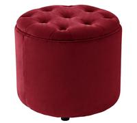 CLP Trading GmbH Tabouret pouf Pantin en velours coffre avec rangement Rouge