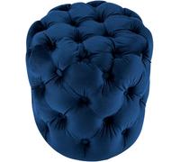 CLP Tabouret Rond en Velours Drancy, rembourré avec Boutons décoratifs, Look Chesterfield, pour Salon, Chambre, Couleur:Bleu, Taille:M