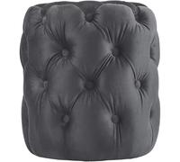 CLP Tabouret Rond en Velours Drancy, rembourré avec Boutons décoratifs, Look Chesterfield, pour Salon, Chambre, Couleur:Gris foncé, Taille:M