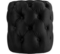CLP Tabouret Rond en Velours Drancy, rembourré avec Boutons décoratifs, Look Chesterfield, pour Salon, Chambre, Couleur:Noir, Taille:M