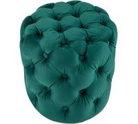 CLP Tabouret Rond en Velours Drancy, rembourré avec Boutons décoratifs, Look Chesterfield, pour Salon, Chambre, Couleur:Vert foncé, Taille:M