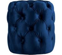 CLP Tabouret Rond en Velours Drancy, rembourré avec Boutons décoratifs, Look Chesterfield, pour Salon, Chambre, Couleur:Bleu, Taille:M