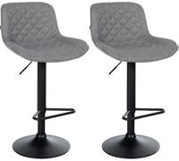 CLP Tabourets de Bar Lot de 2, Chaise de Bar Kasson réglable en Hauteur et pivotante, Moderne avec Repose-Pieds et siège rembourré, Couleur:Gris foncé, Matériel:Tissu