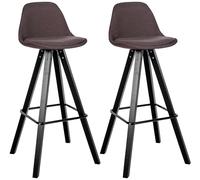 CLP Tabourets Set de 2 Modernes Corbin Square, rembourrés avec Dossier, Structure en hêtre, Repose-Pieds, Cuisine/Bar, Couleur:Marron, Couleur du Cadre:Noir
