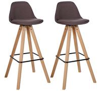 CLP Tabourets Set de 2 Modernes Corbin Square, rembourrés avec Dossier, Structure en hêtre, Repose-Pieds, Cuisine/Bar, Couleur:Marron, Couleur du Cadre:Natura