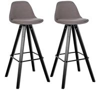 CLP Tabourets Set de 2 Modernes Corbin Square, rembourrés avec Dossier, Structure en hêtre, Repose-Pieds, Cuisine/Bar, Couleur:Taupe, Couleur du Cadre:Noir