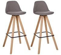 CLP Tabourets Set de 2 Modernes Corbin Square, rembourrés avec Dossier, Structure en hêtre, Repose-Pieds, Cuisine/Bar, Couleur:Taupe, Couleur du Cadre:Natura