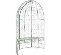 CLP Tonnelle Murale Rosie en Fer Forge, Demi-tonnelle Semi-Circulaire avec Banc Style Art Nouveau, Treillis pour rosiers et Plantes grimpantes, Couleur:Vert Antique