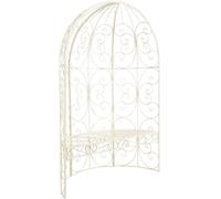 CLP Tonnelle Murale Rosie en Fer Forge, Demi-tonnelle Semi-Circulaire avec Banc Style Art Nouveau, Treillis pour rosiers et Plantes grimpantes | Couleur crème Antique