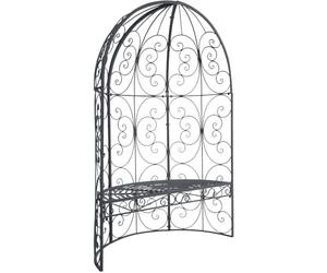 CLP Tonnelle Murale Rosie en Fer Forge, Demi-tonnelle Semi-Circulaire avec Banc Style Art Nouveau, Treillis pour rosiers et Plantes grimpantes | Couleur Anthracite