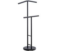 CLP Valet de Nuit Raymon en Métal Chromé - Porte-vêtements et Manteaux Pratique pour Usage Quotidien - Valet de Muet avec Porte-Pantalon et CINT, Couleur:Noir