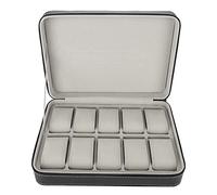 Clphendorine 10 - Boîte de rangement en grille pour montres, étui de collectionneur de montres avec fermeture à glissière, organisateur de voyage en cuir PU pour montres, usage domestique et