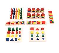 Clphendorine Puzzle en Bois pour Enfants, Jouet de tri et d’Association de Formes pour Enfants, Planche d’empilage géométrique avec Reconnaissance des Couleurs, Ensemble d’activités éducatives