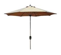 CLSDRZC 2.7M Garden Parasol Aluminium, Parasol Sunshade Canopy Shelter with Crank Handle Waterproof UV Resistant Foldable for Patio/Beach/Pool/Outdoor Canopy Good(Brown-A)