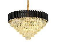 CLSDRZC Adjustable Ceiling Chandelier Light Fixture for Dining Rooms Living Room Black Gold During Lighting, During Lamp,E14 Crystal Lighting-Black and Gold 75 * 55cm