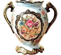 CLSDRZC Art Blue Ceramic Vase - Living Room Binaural Desktop Vase Decorative Ornaments Elegant Hand-Painted Ceramic Crafts,Flower Inserter Wedding S