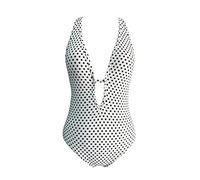CLSDRZC Back One-Piece Swimsuit Female White Ins Wind Gathered to Show Chest Beach Hot Spring Gathered Swimwear Hot Spring Swimsuit