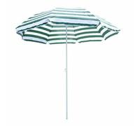 CLSDRZC Beach Tilt Crank Parasol Green White 1.8m Patio Garden Umbrella Sun Shade Canopy