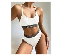 CLSDRZC Bikini Set Swimsuit White High Waist Slim Swimsuit Women Swimwear Push Up Biquini