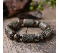 CLSDRZC Bracelet Natural Agate Breded Bangle, Feng Shui Bracelet, Bracelet d'amulette, Attirer de l'argent de la Richesse Bonne Chance, Bracelet de Perles DZI de Style tibétain, Cadeaux de