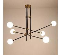 CLSDRZC, Creative Fashion Glass Molecules Living Room Dining,Black+Gold 6 Head