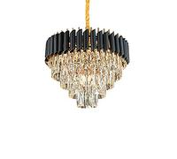 CLSDRZC Crystal Chandelier Raindrop Crystal Pendant Light Fixture Round Chandelier Flush Mount Ceiling Light Lighting-Black and Gold 40 * 35cm