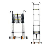 CLSDRZC Échelle télescopique compacte en Aluminium 26 23 20 12,5 16,5 24 8,5 10 Pieds avec Crochets de Toit pour Grenier, Camping-Car, escaliers de Toit, Grandes échelles télescopiques en Aluminium,