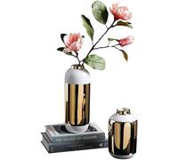 CLSDRZC European Gilded Ceramic Vase Countertop Living Room Furnishings Flower Arrangement Fresh Flowers Vase(Medium)