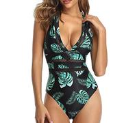 CLSDRZC Femmes 1 Morceau de Maillot de Bain Creux en Maille en V Deep V Plongeon de baignade Plongeant Le Body Combinaison sans Taille Plage