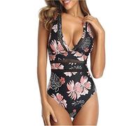 CLSDRZC Femmes 1 Morceau de Maillot de Bain Creux en Maille en V Deep V Plongeon de baignade Plongeant Le Body Combinaison sans Taille Plage