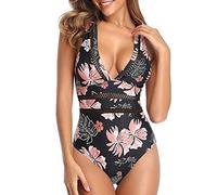 CLSDRZC Femmes Une pièce de Maillot de Bain Creux en Maille en V Deep V Plongeon de baignade Plongeant Le Body Combinaison sans Taille Plage