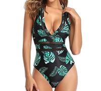 CLSDRZC Femmes Une pièce de Maillot de Bain Creux en Maille en V Deep V Plongeon de baignade Plongeant Le Body Combinaison sans Taille Plage