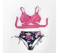 CLSDRZC Floral Print High Waist Bikini Sets Swimsuit Push Up Two Pieces Swimwear Women Beach Bathing Suits