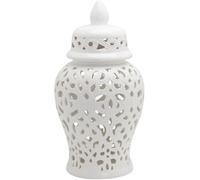 CLSDRZC Ginger Jar Ceramic Handicraft Flower Vase with Lid Pierced with Lid(White,Small)