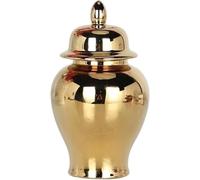 CLSDRZC Ginger Jar Gold Decorative Ginger Jar Vase Handcrafted Traditional Chinese Ceramic Vase(Medium)