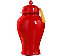 CLSDRZC Ginger Jars Red Vase Ceramic Ginger Jar Vase Chinoiserie Chinese Style Traditional Porcelain Jars(Small)