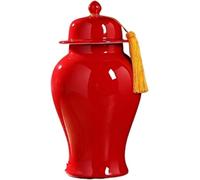 CLSDRZC Ginger Jars Red Vase Ceramic Ginger Jar Vase Chinoiserie Chinese Style Traditional Porcelain Jars(Small)