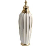 CLSDRZC Ginger Jars White Ceramic Ginger Jar Vase with Gold Trim Decorative Vase with Lid for Weddings Home(Small)