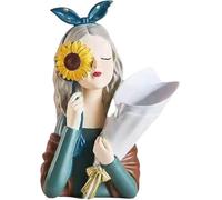 CLSDRZC Girl Flower Vase Resin Girl Statue Decor Plants Holder Versatile Sculpture Girl Figurine Vase for Wedding Indoor Party, Green(Gold)